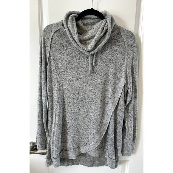 Chelsea & Theodore Womens Shirt Long Sleeve Cowl Neck Size M Heather Gray Soft - Picture 1 of 4